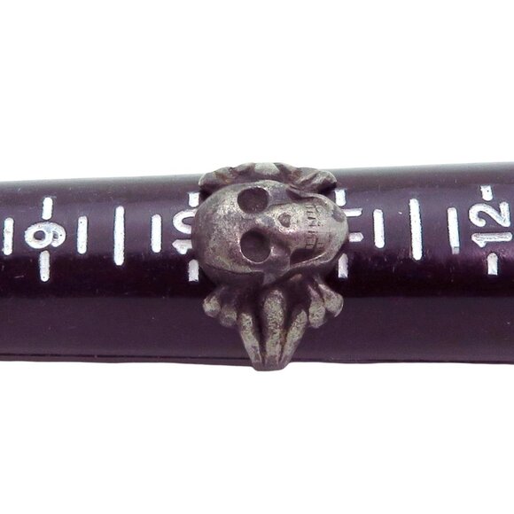 Antique 830 Silver Skull and Crossbones Unisex Gothic Ring  Norway Size 10.5 - Picture 5 of 10